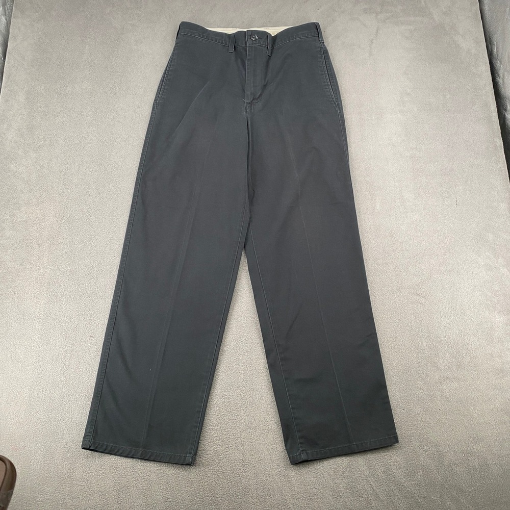 Calvin Klein Khakis Mens 30x30 Black Cotton Wrinkle Free Plain Front Chino Pants